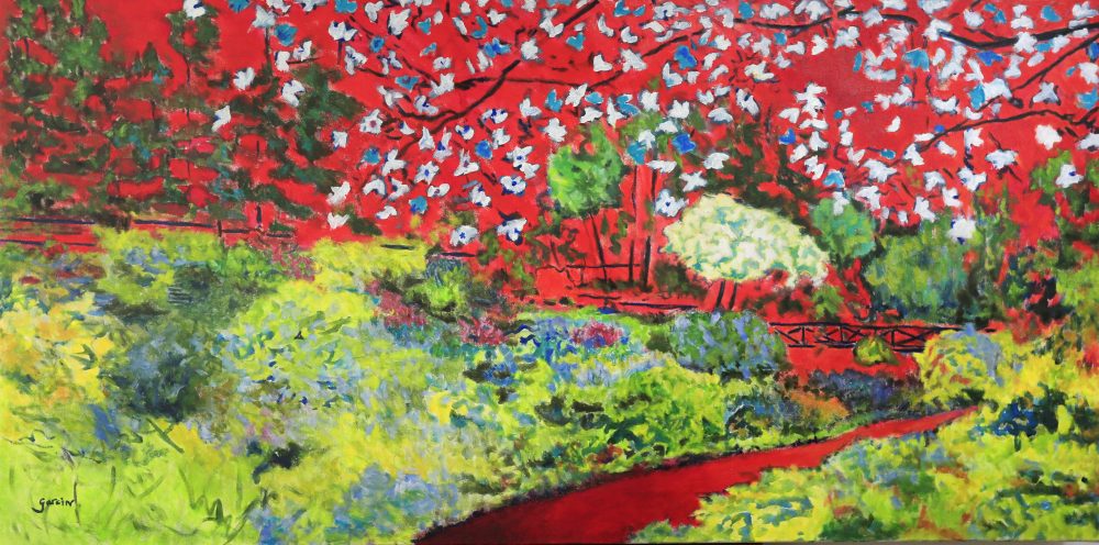 « Jardin Japonais », huile sur toile, 120 x 60 cm