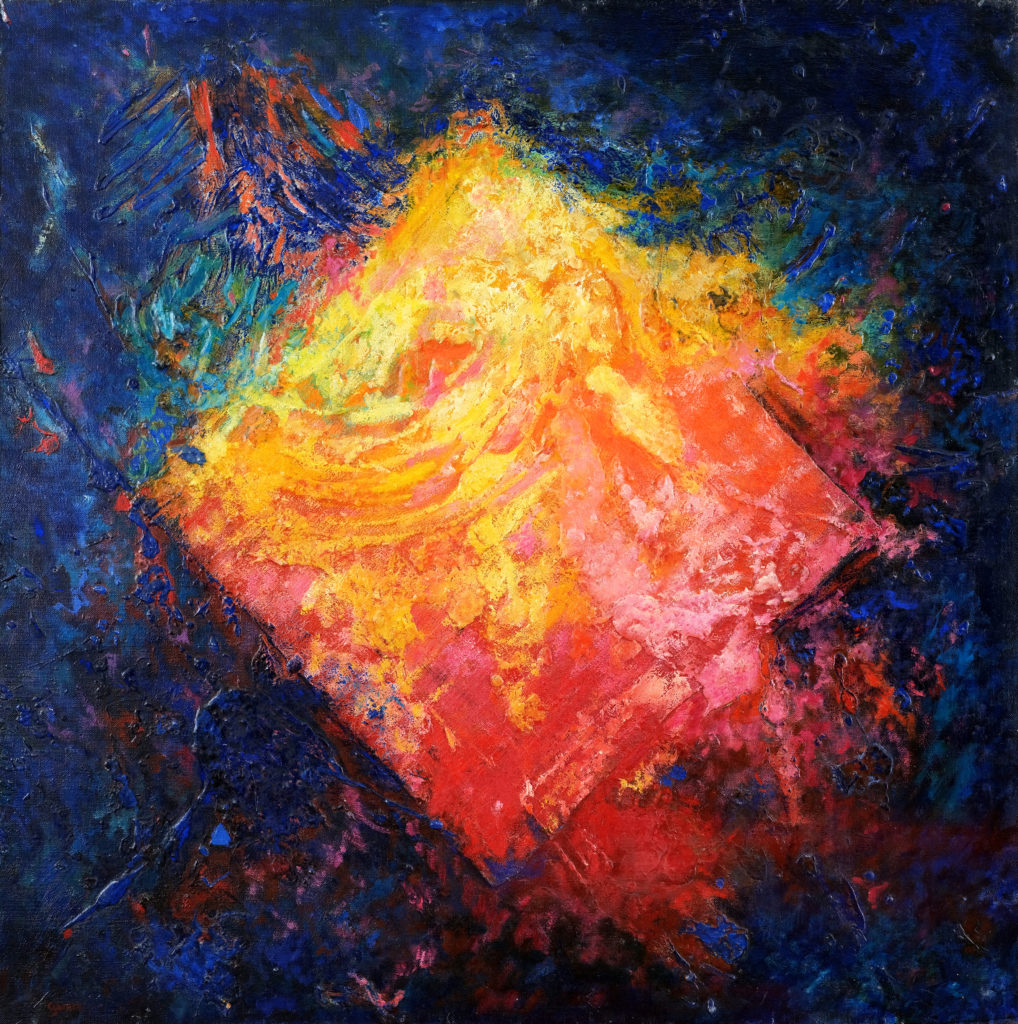 Abstrait losange, huile sur toile 80 X 80 cm