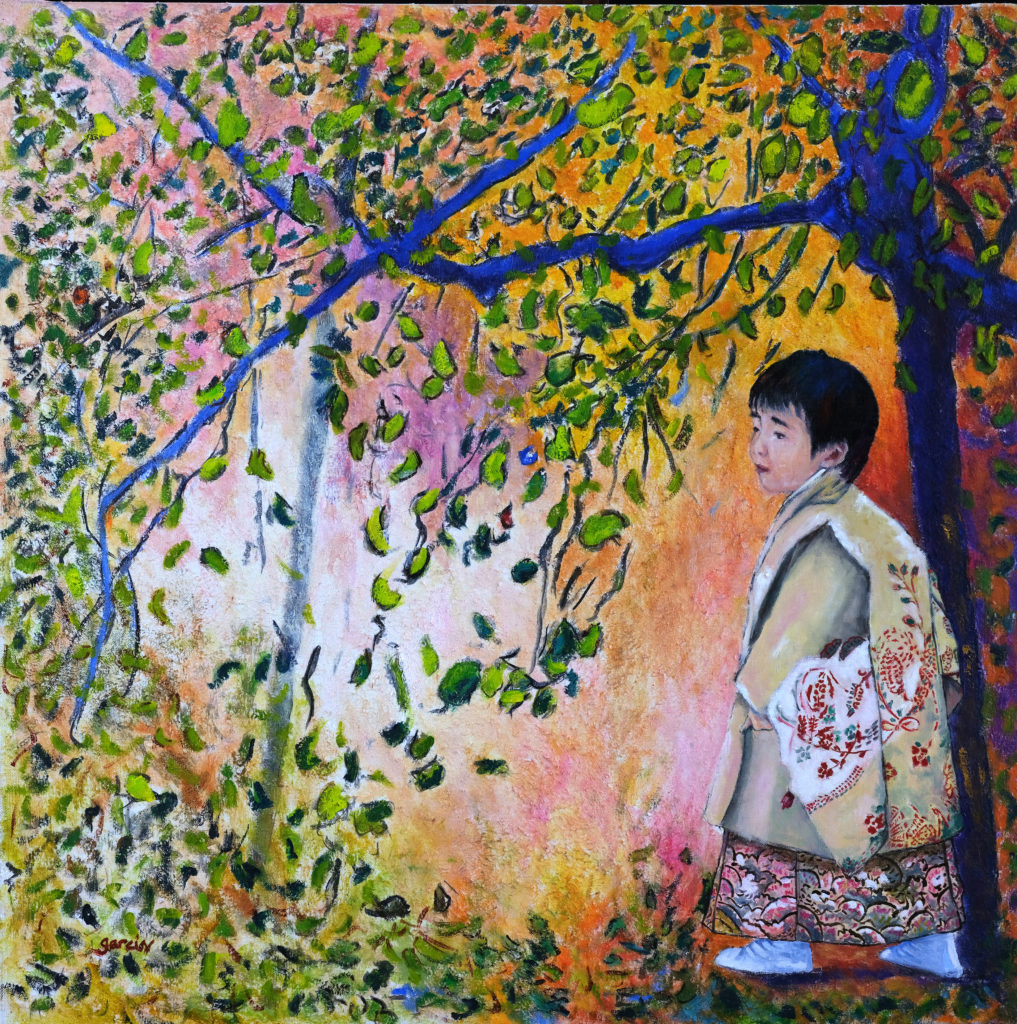 L'enfant, 2018, huile sur toile 80 X 80 cm.