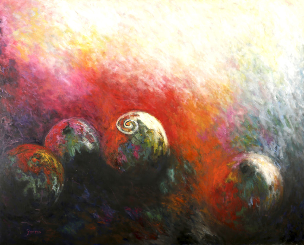 Spirale, huile sur toile 160 X 130 cm.