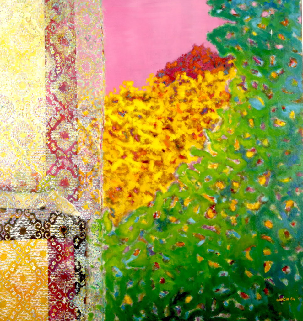 Rideau de dentelle, 1984, huile sur toile 130 X 130 cm.
