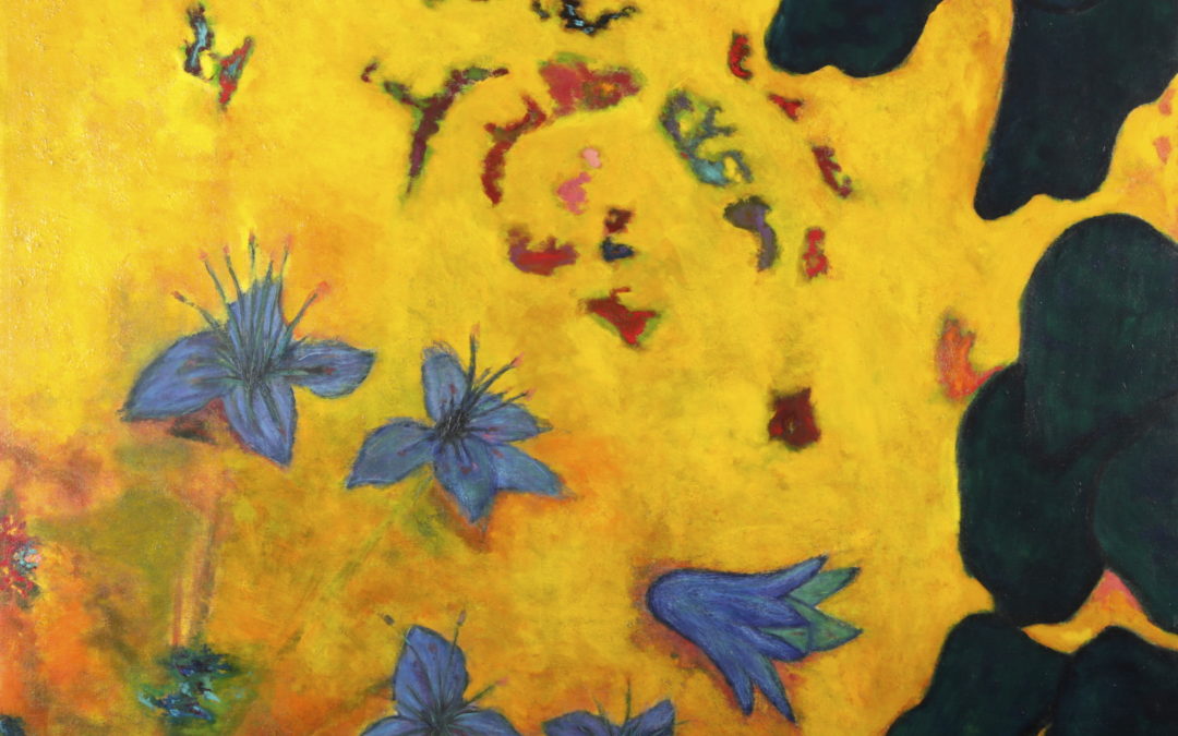 Pervenches, 1984, huile sur toile 130 X 130 cm