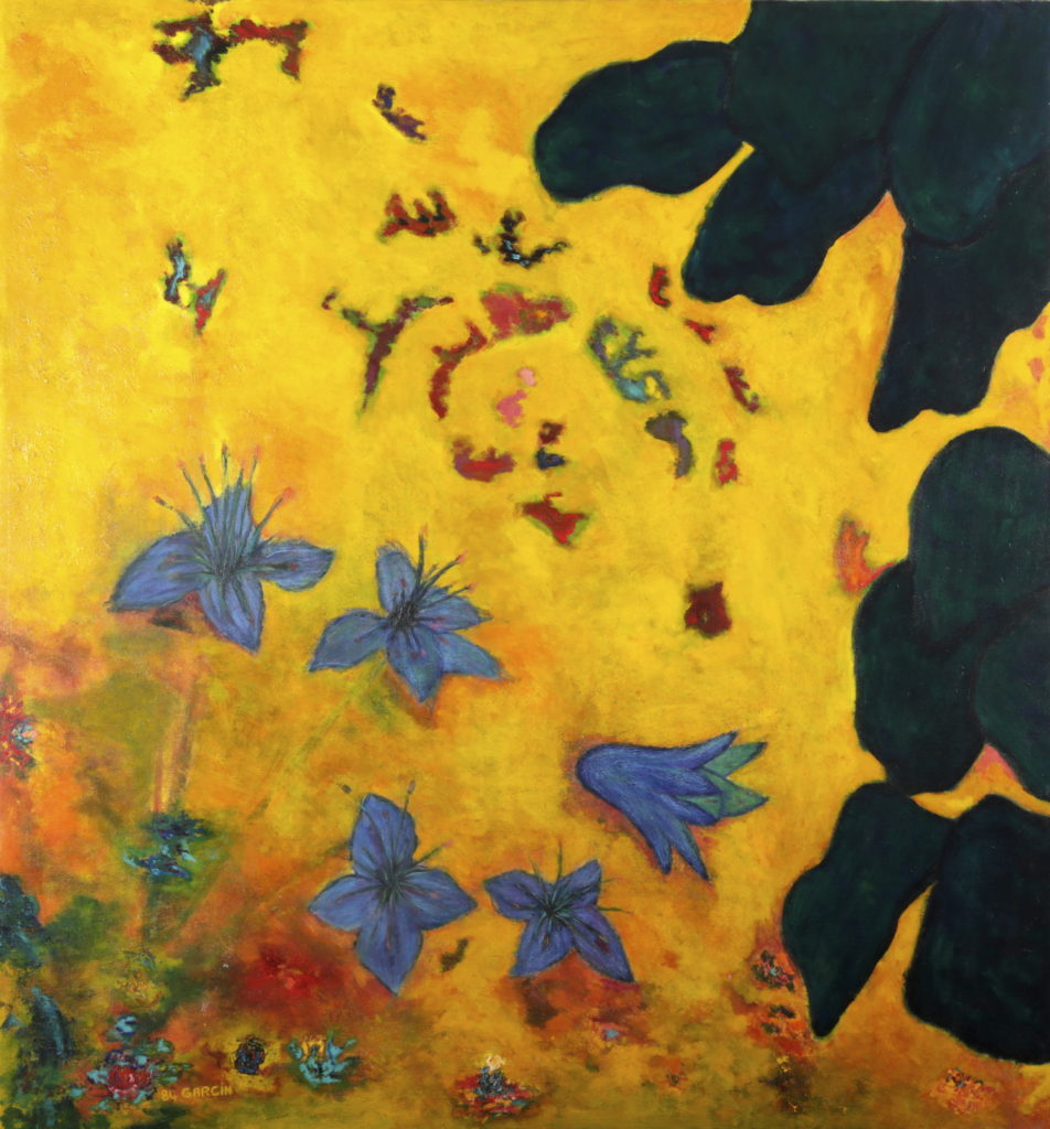 Pervenches, 1984, huile sur toile 130 X 130 cm
