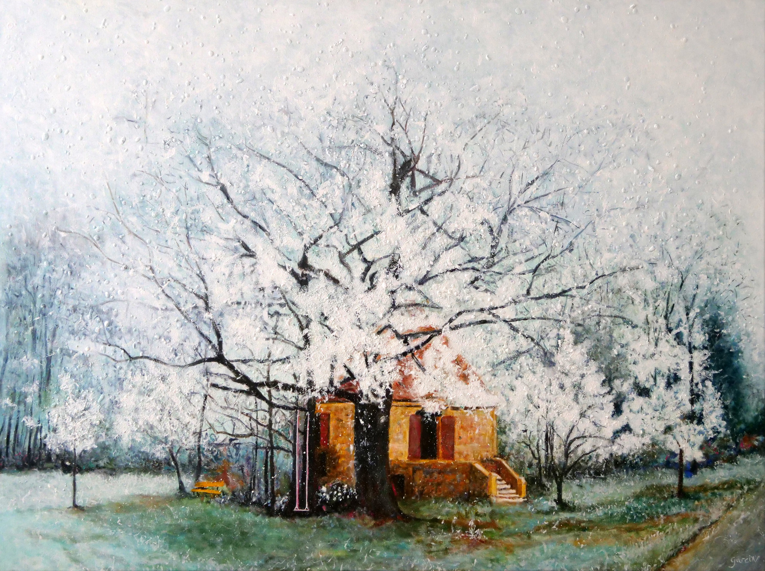 Le givre, 2022, huile sur toile 150 X 105 cm