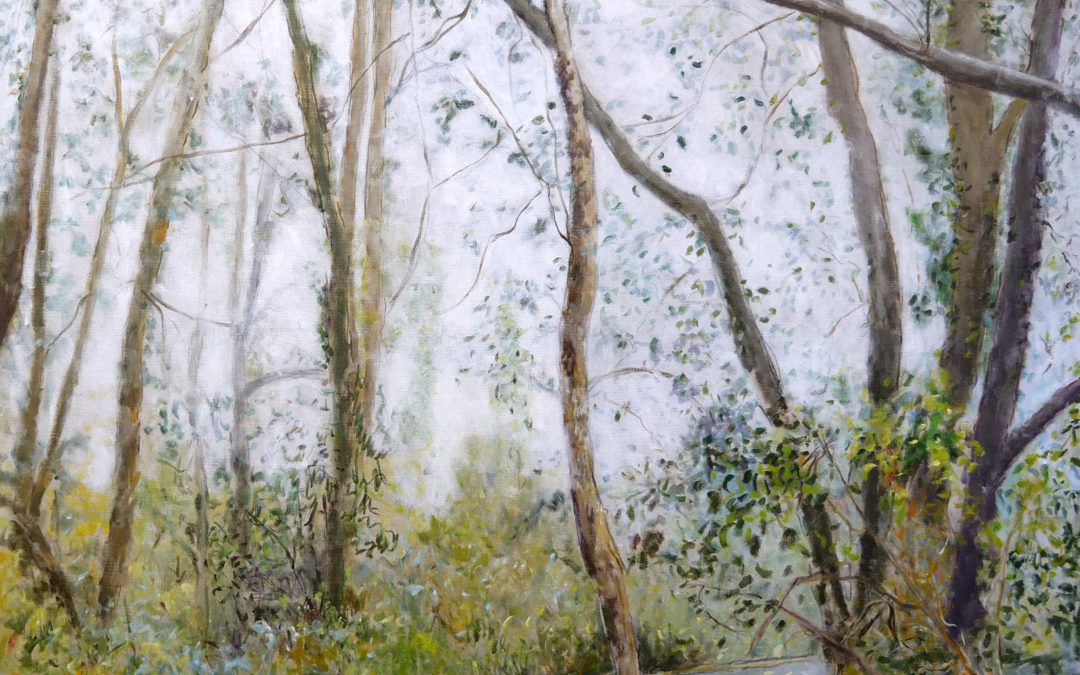 Sous-bois, 2023, huile sur toile, 100 x 100 cm