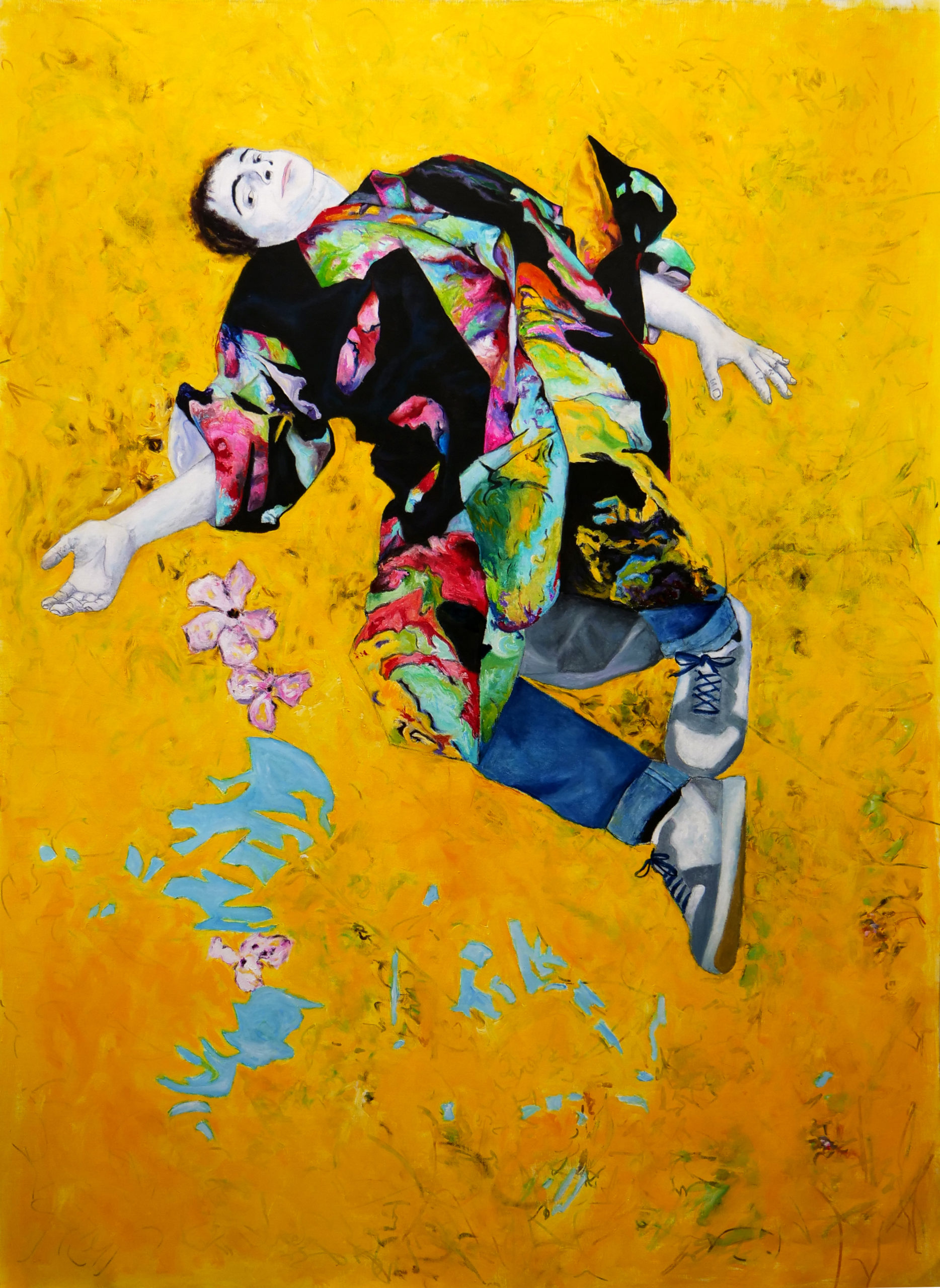 Jean Louis Garcin, 2023, Jaune, huile sur toile 152 X 102 cm