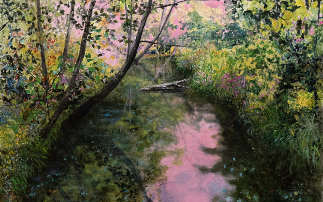 « Où coule la rivière rose », 160 X 100 cm, huile sur toile, 2024