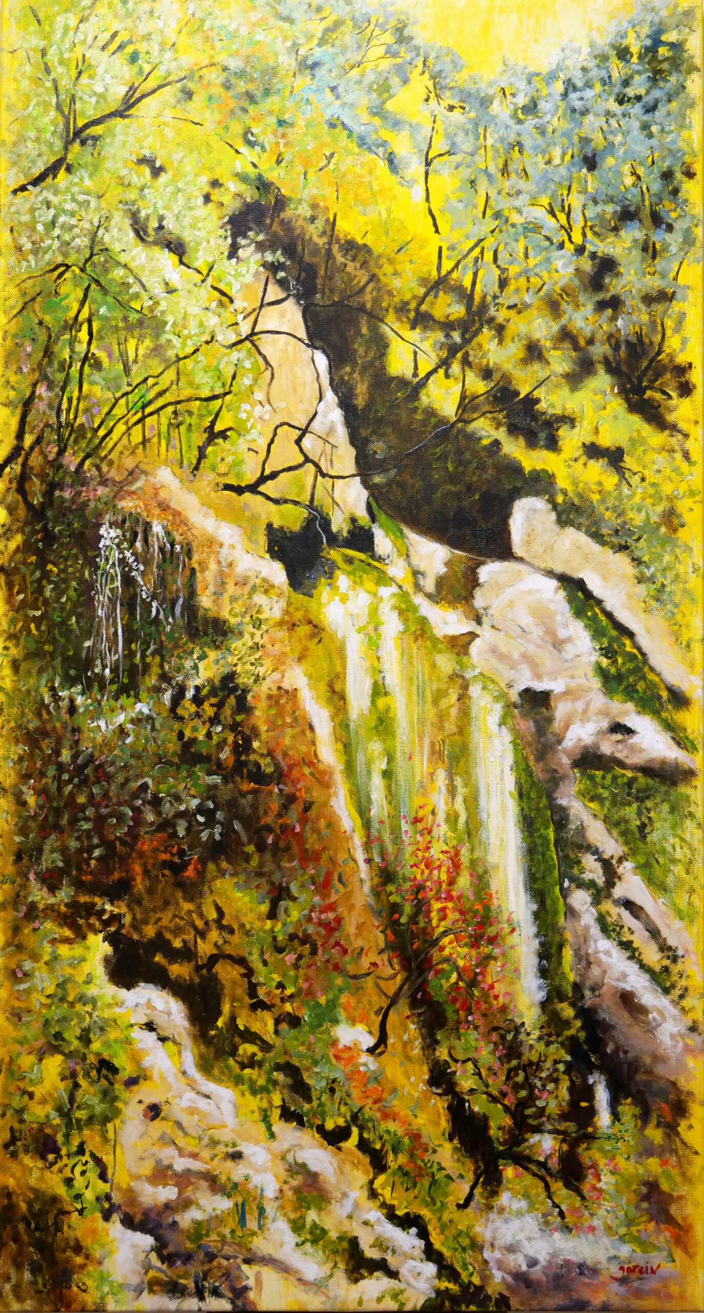 CASCADE, huile sur toile, 130 X 70 cm, 2025