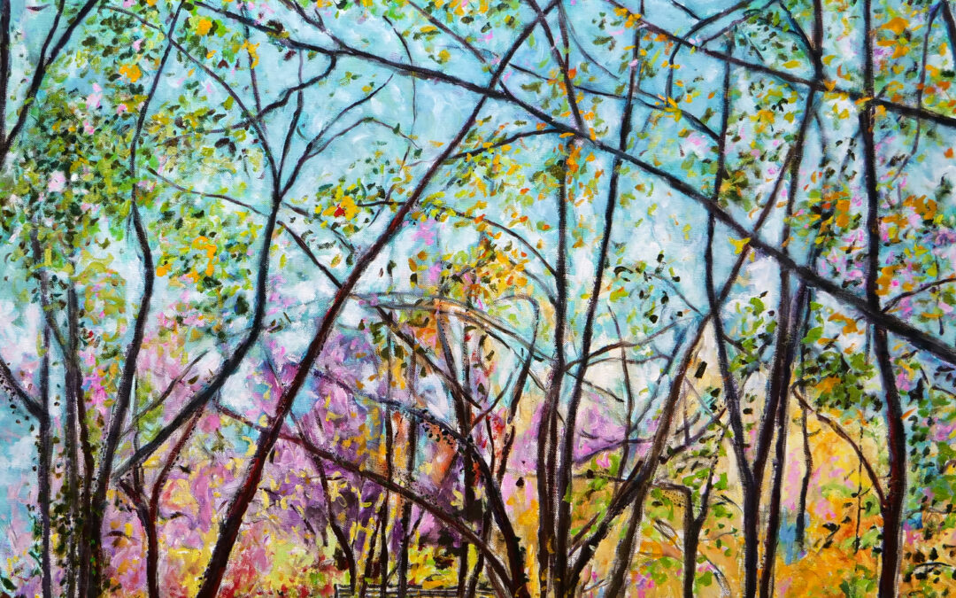 Sous-bois, huile sur toile, 100 X 100 cm, 2025